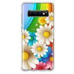 Samsung Galaxy S10 Colorful Rainbow Daisies Blue Pink White Green Double Layer Phone Case Cover