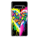 Samsung Galaxy S10 Plus Colorful Rainbow Hearts Love Graffiti Painting Hybrid Protective Phone Case Cover