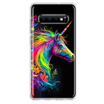 Samsung Galaxy S10 Plus Neon Rainbow Glow Unicorn Floral Hybrid Protective Phone Case Cover