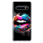 Samsung Galaxy S10 Colorful Lip Graffiti Painting Art Hybrid Protective Phone Case Cover