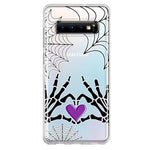 Samsung Galaxy S10 Halloween Skeleton Heart Hands Spooky Spider Web Hybrid Protective Phone Case Cover