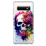 Samsung Galaxy S10 Plus Fantasy Skull Red Purple Roses Hybrid Protective Phone Case Cover