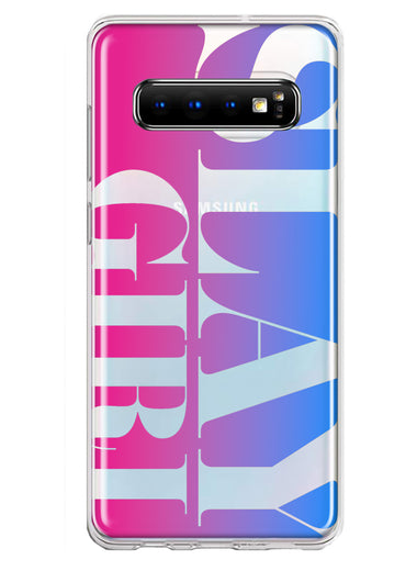 Samsung Galaxy S10 Pink Blue Clear Funny Text Quote Slay Girl Hybrid Protective Phone Case Cover