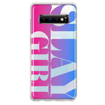 Samsung Galaxy S10 Pink Blue Clear Funny Text Quote Slay Girl Hybrid Protective Phone Case Cover