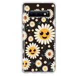 Samsung Galaxy S10 Plus Cute Smiley Face White Daisies Double Layer Phone Case Cover