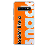 Samsung Galaxy S10 Orange Clear Funny Text Quote Snack Hybrid Protective Phone Case Cover