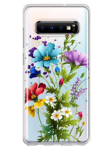 Samsung Galaxy S10 Purple Yellow Red Spring Flowers Floral Hybrid Protective Phone Case Cover