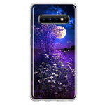 Samsung Galaxy S10 Spring Moon Night Lavender Flowers Floral Hybrid Protective Phone Case Cover