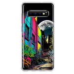 Samsung Galaxy S10 Urban City Full Moon Graffiti Painting Art Hybrid Protective Phone Case Cover
