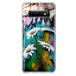 Samsung Galaxy S10 White Daisies Graffiti Wall Art Painting Hybrid Protective Phone Case Cover