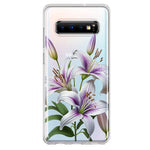 Samsung Galaxy S10 White Lavender Lily Purple Flowers Floral Hybrid Protective Phone Case Cover