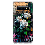 Samsung Galaxy S10 Plus White Roses Graffiti Wall Art Painting Hybrid Protective Phone Case Cover