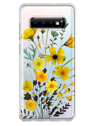 Samsung Galaxy S10 Yellow Summer Flowers Floral Hybrid Protective Phone Case Cover