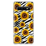 Samsung Galaxy S10 White Zebra Sunflowers Polkadots Double Layer Phone Case Cover