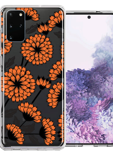 Samsung Galaxy S20 Orange Chrysanthemum Flowers Design Double Layer Phone Case Cover