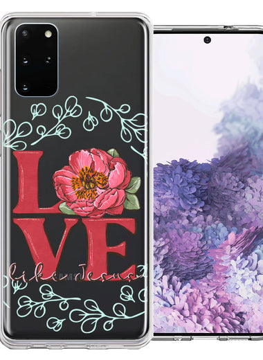 Samsung Galaxy S20 Love Like Jesus Flower Text Christian Double Layer Phone Case Cover