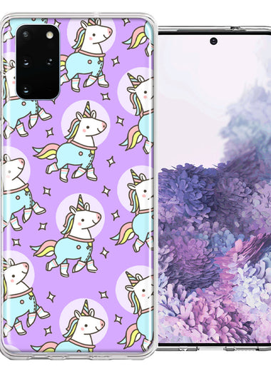 Samsung Galaxy S20 Plus Cute Unicorns Purple Design Double Layer Phone Case Cover