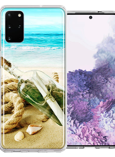 Samsung Galaxy S20 Plus Beach Message Bottle Design Double Layer Phone Case Cover