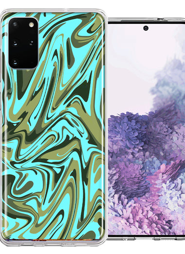 Samsung Galaxy S20 Plus Blue Green Abstract Design Double Layer Phone Case Cover