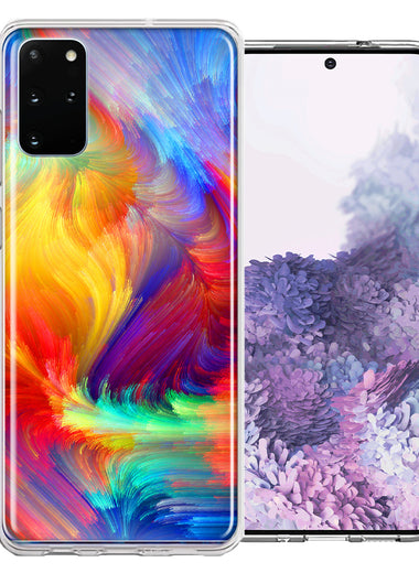 Samsung Galaxy S20 Plus Feather Paint Design Double Layer Phone Case Cover