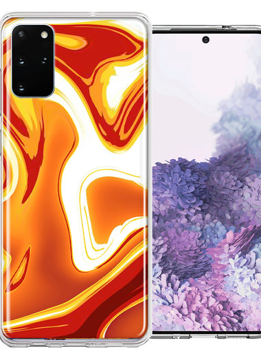 Samsung Galaxy S20 Plus Orange White Abstract Design Double Layer Phone Case Cover