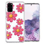 Samsung Galaxy S20 Plus Pink Daisy Flower Design Double Layer Phone Case Cover