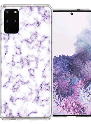 Samsung Galaxy S20 Plus Purple Marble Design Double Layer Phone Case Cover