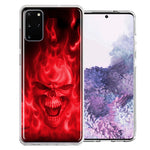 Samsung Galaxy S20 Red Flaming Skull Design Double Layer Phone Case Cover