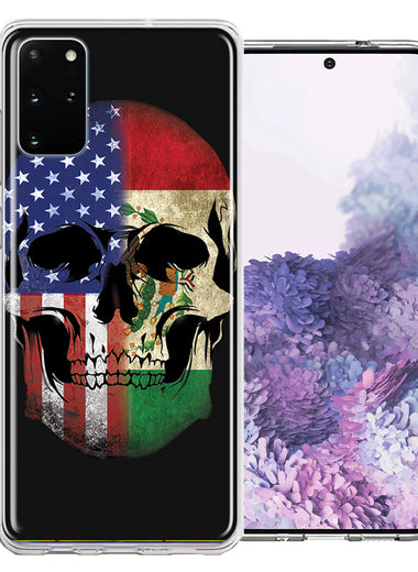 Samsung Galaxy S20 Plus US Mexico Flag Skull Double Layer Phone Case Cover