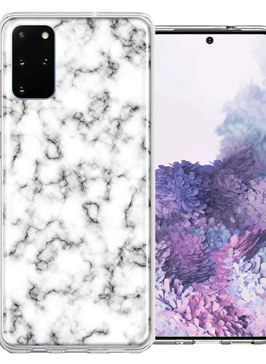 Samsung Galaxy S20 Plus White Grey Marble Design Double Layer Phone Case Cover