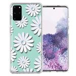 Samsung Galaxy S20 White Teal Daisies Design Double Layer Phone Case Cover