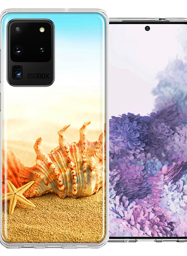 Samsung Galaxy S20 Ultra Beach Shell Design Double Layer Phone Case Cover