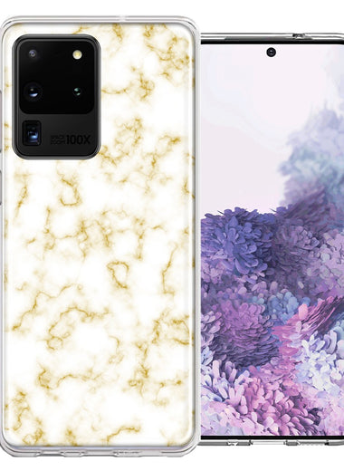Samsung Galaxy S20 Ultra Gold Marble Design Double Layer Phone Case Cover