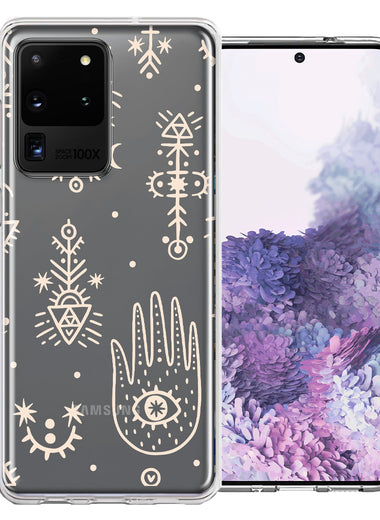 Samsung Galaxy S20 Ultra Hamsa Amulet Design Double Layer Phone Case Cover