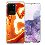 Samsung Galaxy S20 Ultra Orange White Abstract Design Double Layer Phone Case Cover