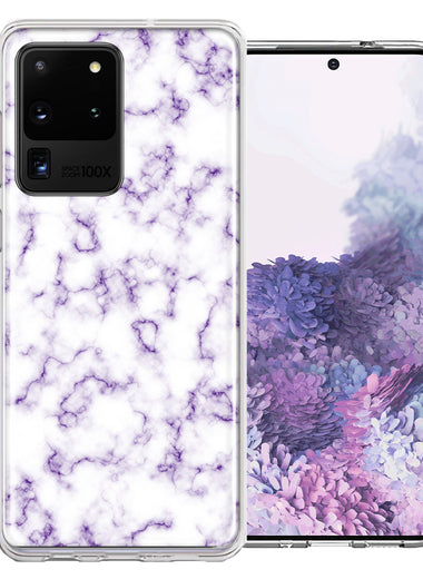 Samsung Galaxy S20 Ultra Purple Marble Design Double Layer Phone Case Cover