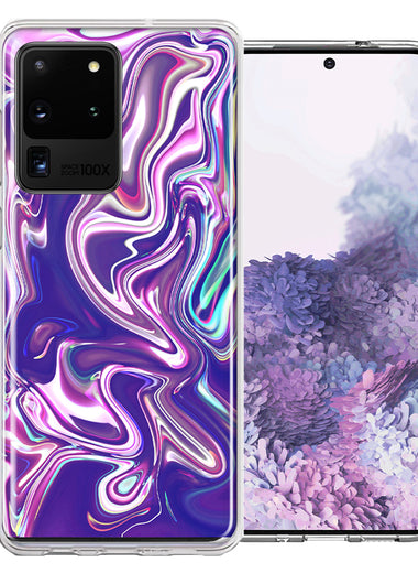 Samsung Galaxy S20 Ultra Purple Paint Swirl  Design Double Layer Phone Case Cover