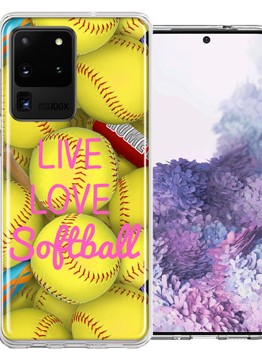 Samsung Galaxy S20 Ultra Love Softball Design Double Layer Phone Case Cover