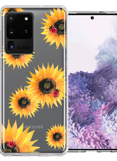 Samsung Galaxy S20 Ultra Sunflower Ladybug Design Double Layer Phone Case Cover