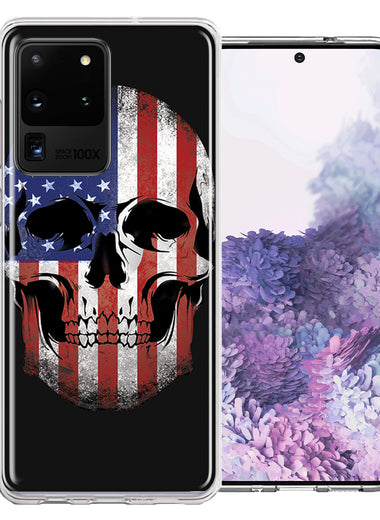 Samsung Galaxy S20 Ultra US Flag Skull Double Layer Phone Case Cover