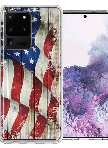 Samsung Galaxy S20 Ultra Vintage American Flag Design Double Layer Phone Case Cover