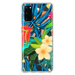 Samsung Galaxy S20 Blue Monstera Pothos Tropical Floral Summer Flowers Hybrid Protective Phone Case Cover