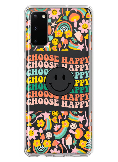 Samsung Galaxy S20 Choose Happy Smiley Face Retro Vintage Groovy 70s Style Hybrid Protective Phone Case Cover