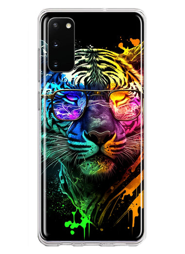 Samsung Galaxy S20 Neon Rainbow Swag Tiger Hybrid Protective Phone Case Cover