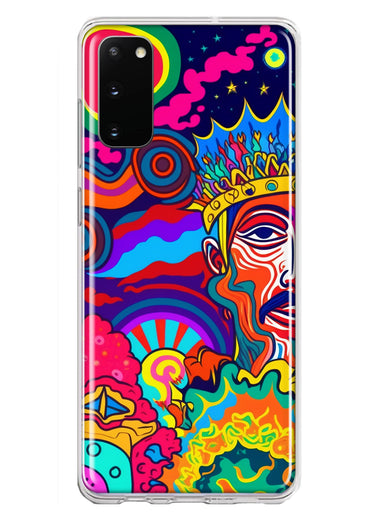 Samsung Galaxy S20 Neon Rainbow Psychedelic Indie Hippie Indie King Hybrid Protective Phone Case Cover