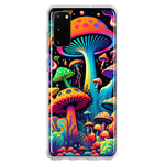 Samsung Galaxy S20 Neon Rainbow Psychedelic Indie Hippie Mushrooms Hybrid Protective Phone Case Cover