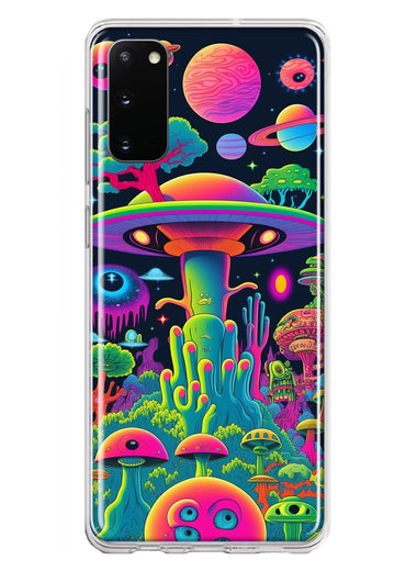 Samsung Galaxy S20 Neon Rainbow Psychedelic UFO Alien Planet Hybrid Protective Phone Case Cover
