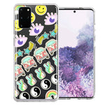Samsung Galaxy S20 70's Yin Yang Hippie Happy Peace Stars Design Double Layer Phone Case Cover
