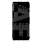 Samsung Galaxy S20 Black Clear Funny Text Quote Adulting AF Hybrid Protective Phone Case Cover
