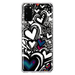 Samsung Galaxy S20 Black White Hearts Love Graffiti Hybrid Protective Phone Case Cover